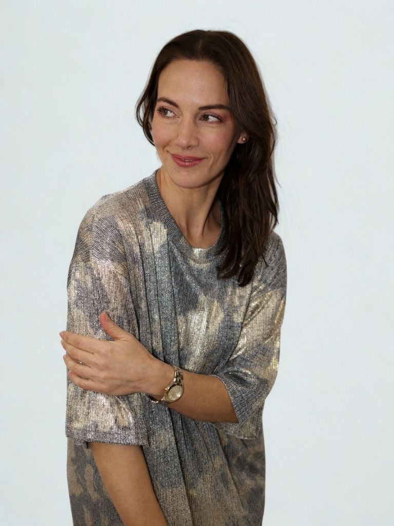 VESTIDO CAMISETA MINI METALIZADO