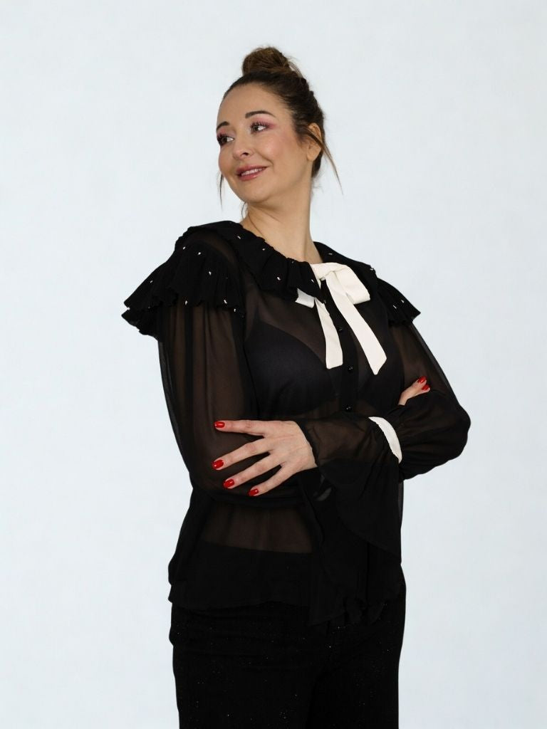 BLUSA VOLANTES NEGRA