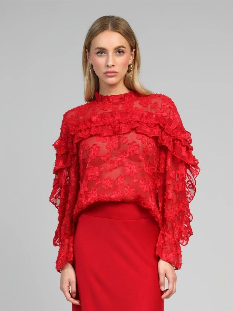 BLUSA ENCAJE ROJA