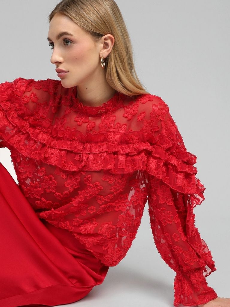 BLUSA ENCAJE ROJA