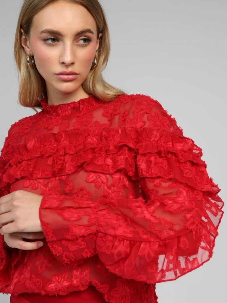 BLUSA ENCAJE ROJA
