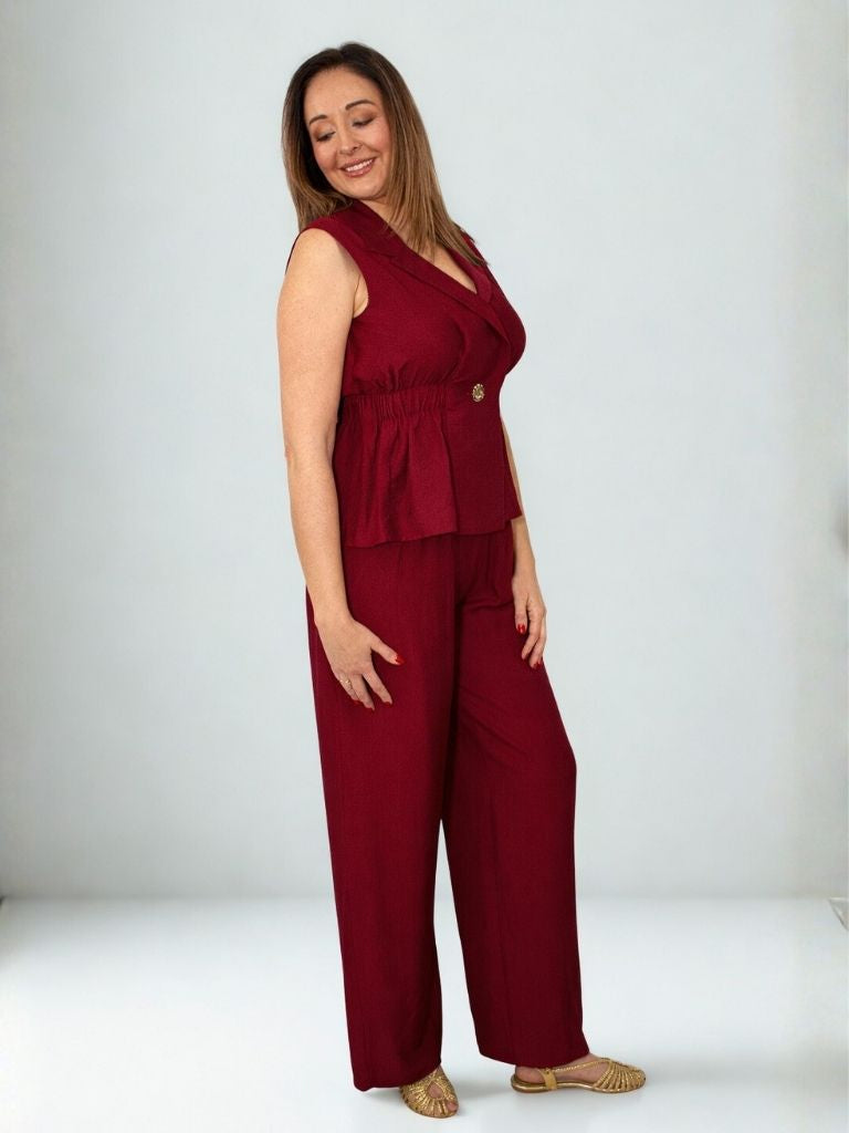 PANTALÓN PALAZZO BURDEOS