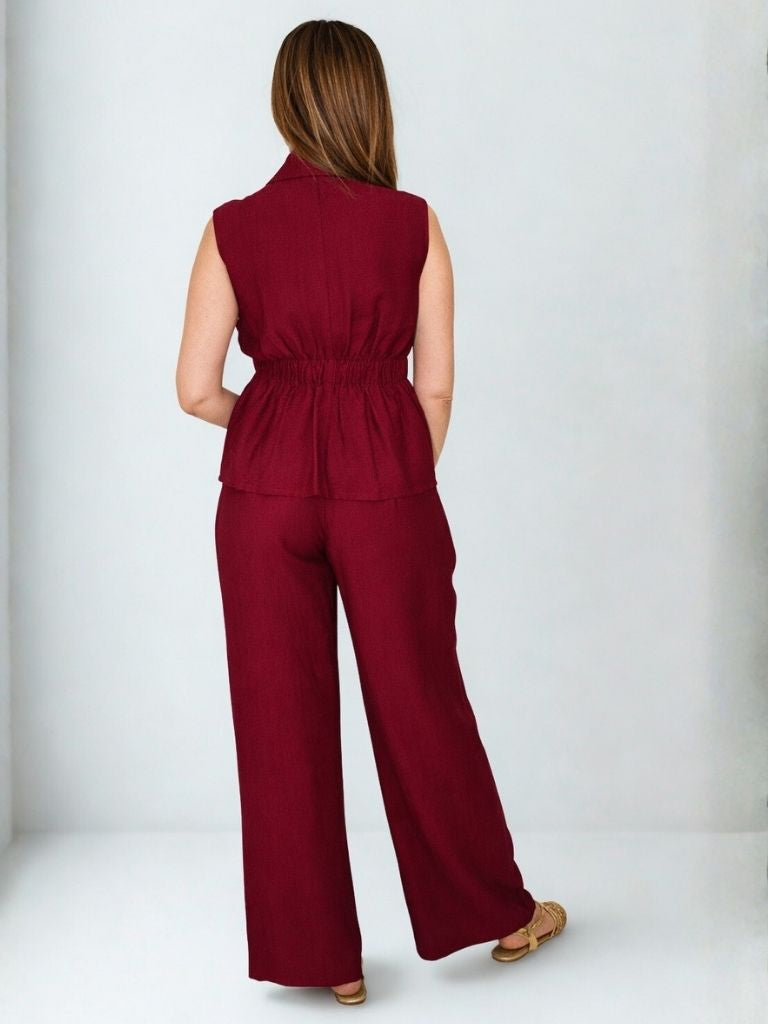 PANTALÓN PALAZZO BURDEOS