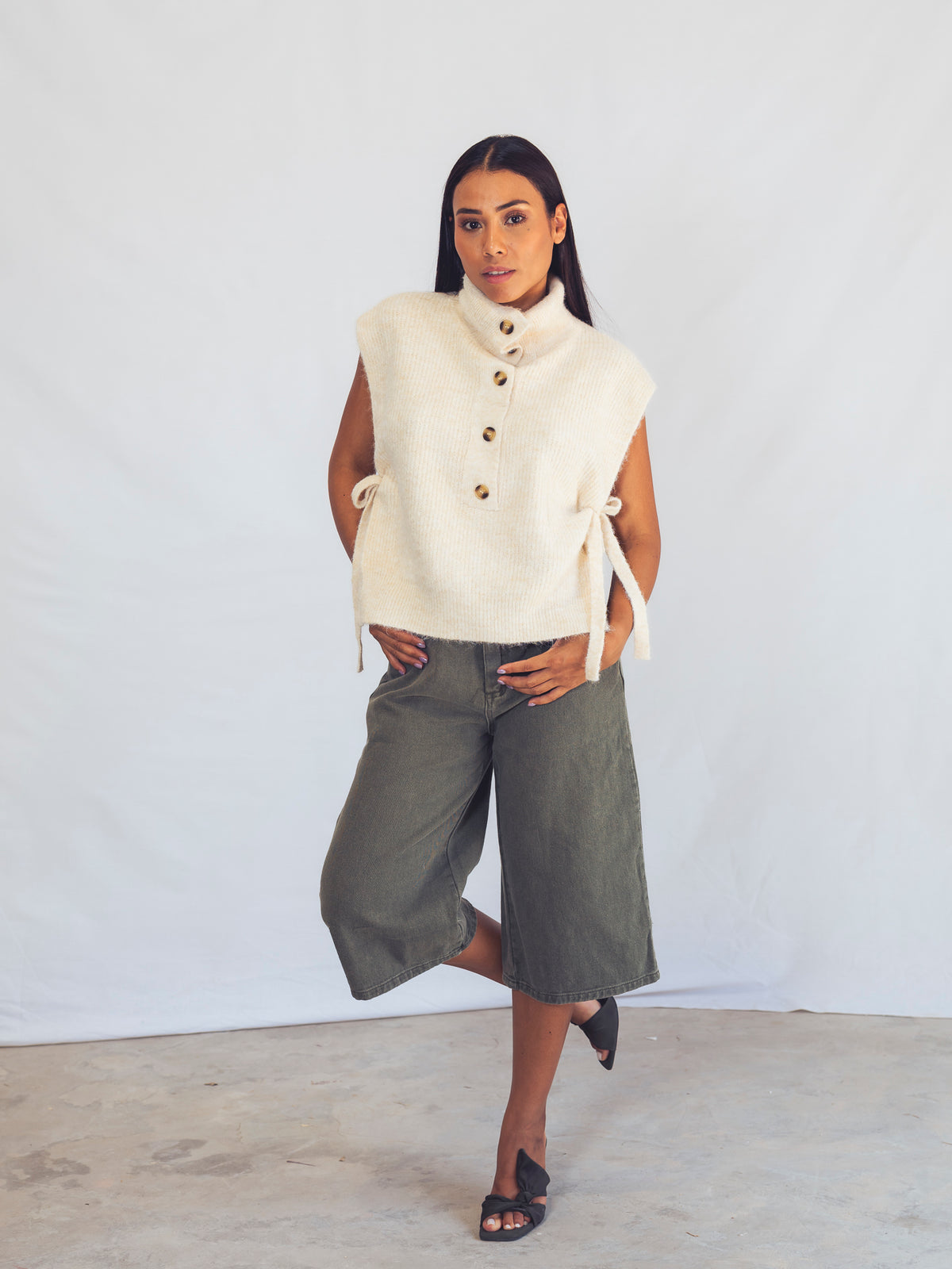 BERMUDAS DENIM VERDE CAQUI