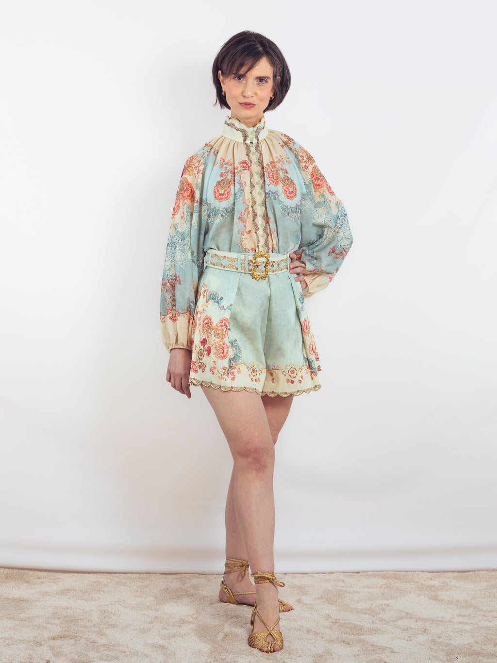 BLUSA ESTAMPADA VERDE AGUA
