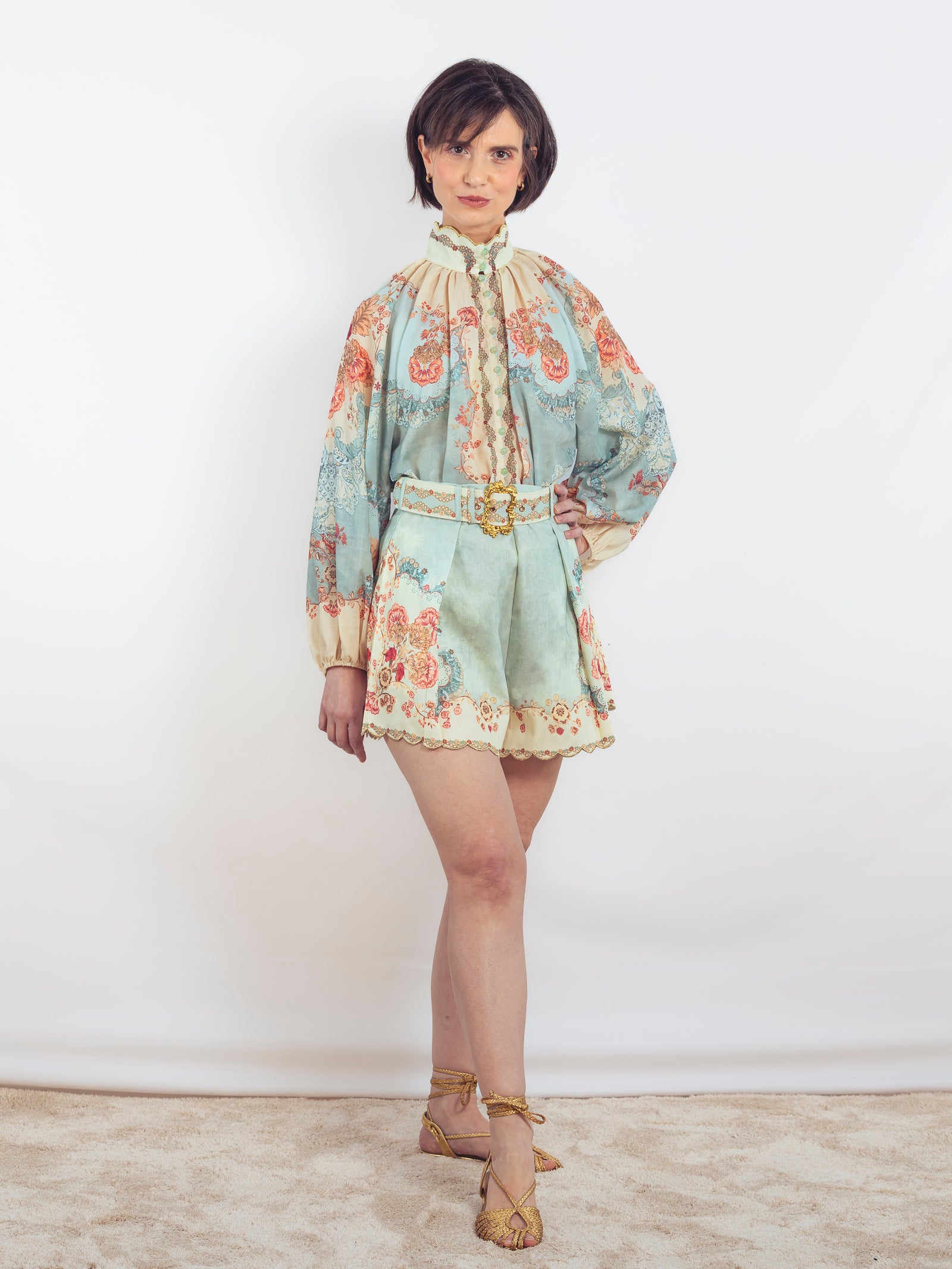 BLUSA ESTAMPADA VERDE AGUA