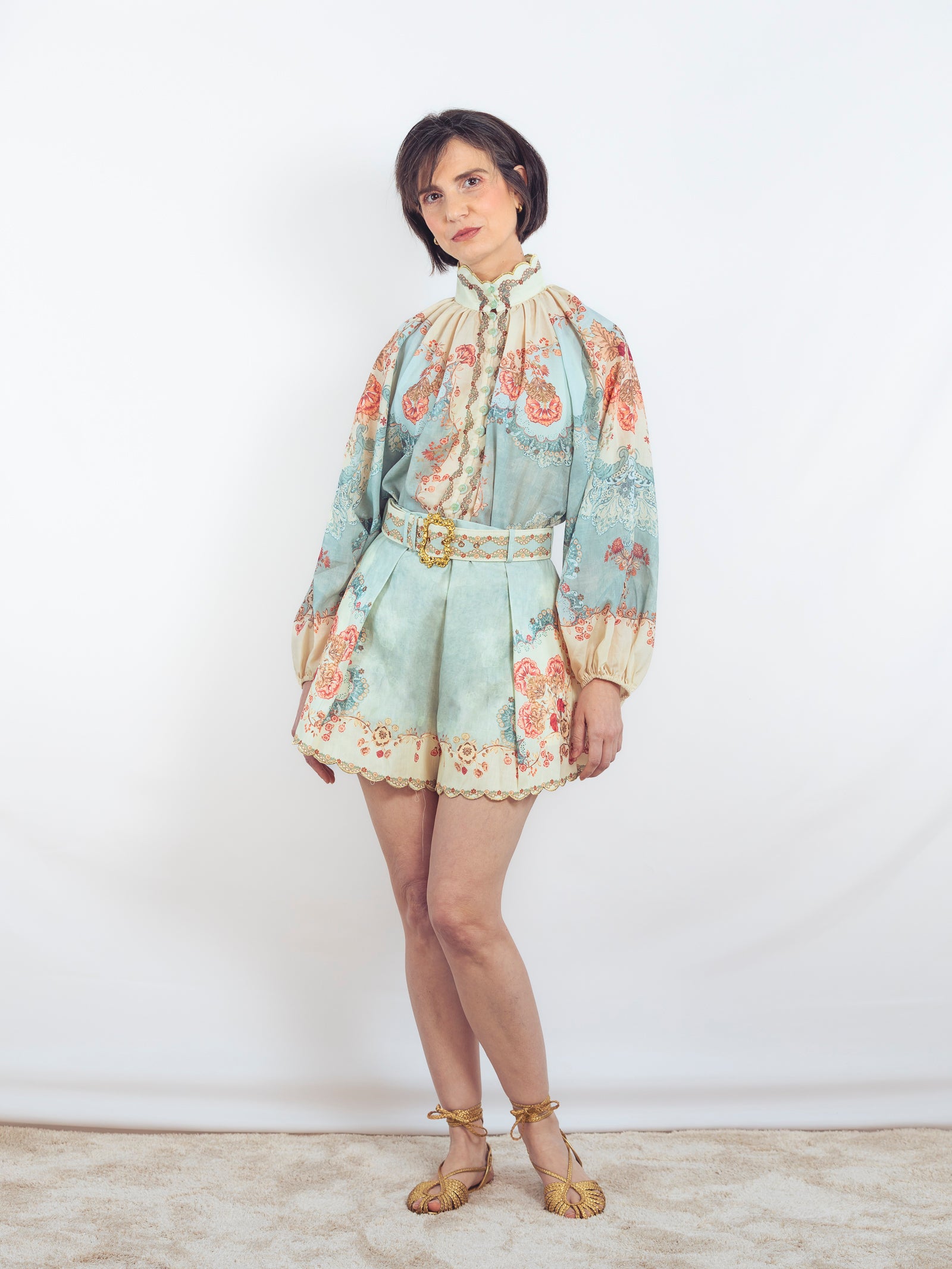 SHORT ESTAMPADO VERDE AGUA