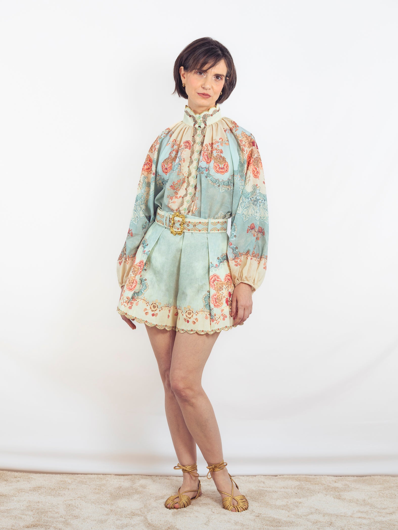 BLUSA ESTAMPADA VERDE AGUA