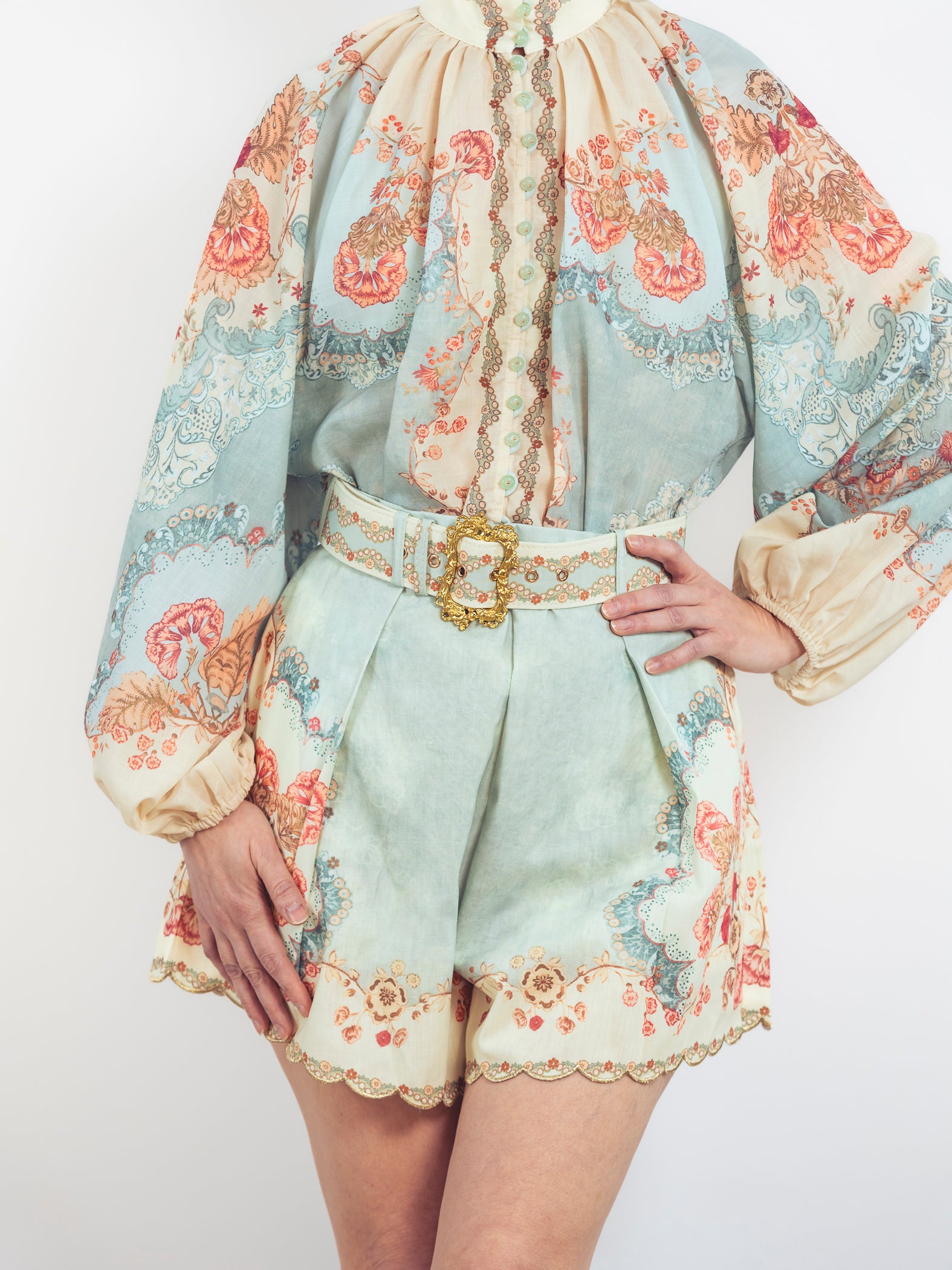 SHORT ESTAMPADO VERDE AGUA