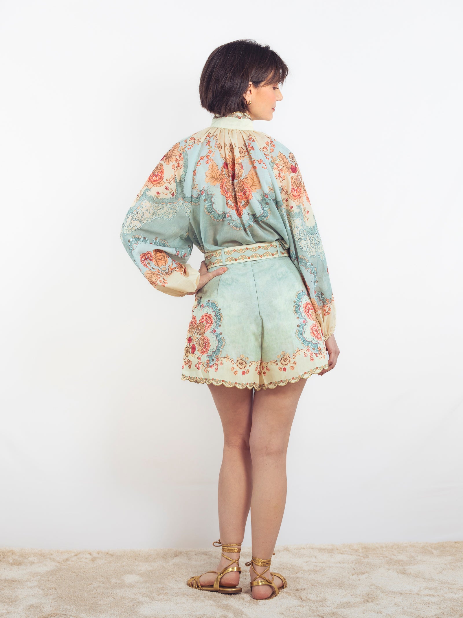 SHORT ESTAMPADO VERDE AGUA