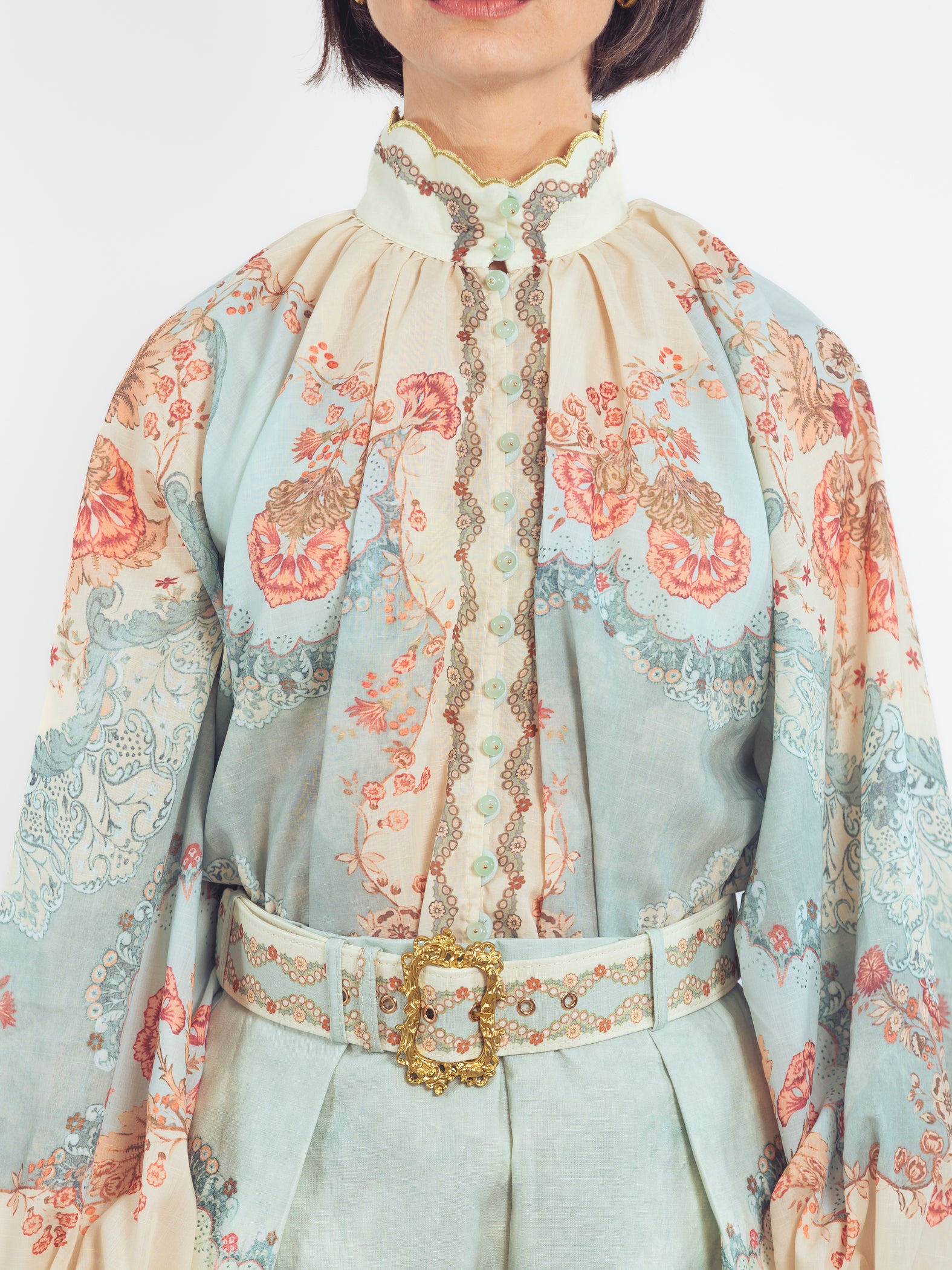 BLUSA ESTAMPADA VERDE AGUA