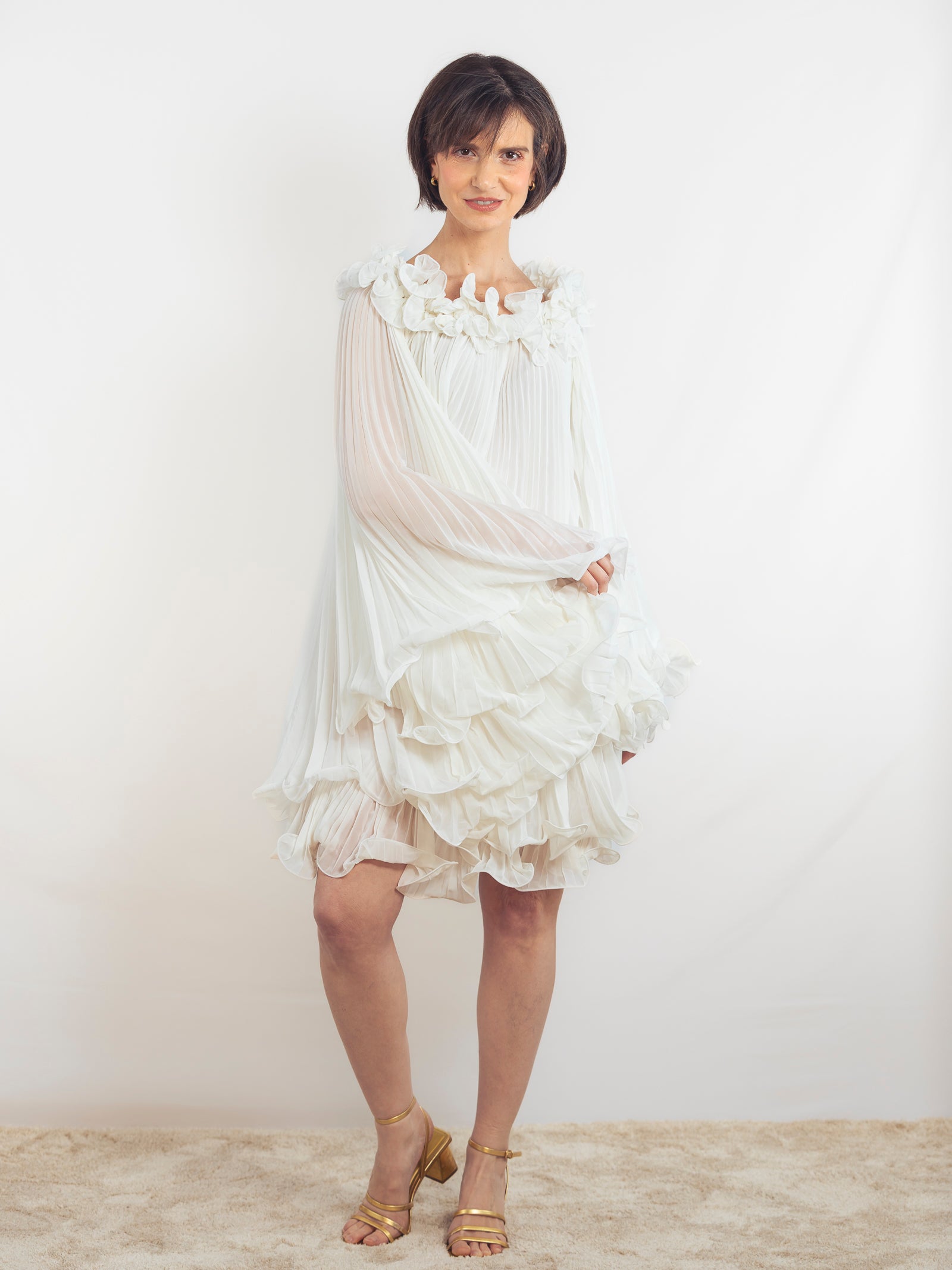 VESTIDO CORTO BLANCO PLISADO