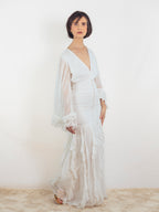 VESTIDO LARGO BLANCO DRAPEADO