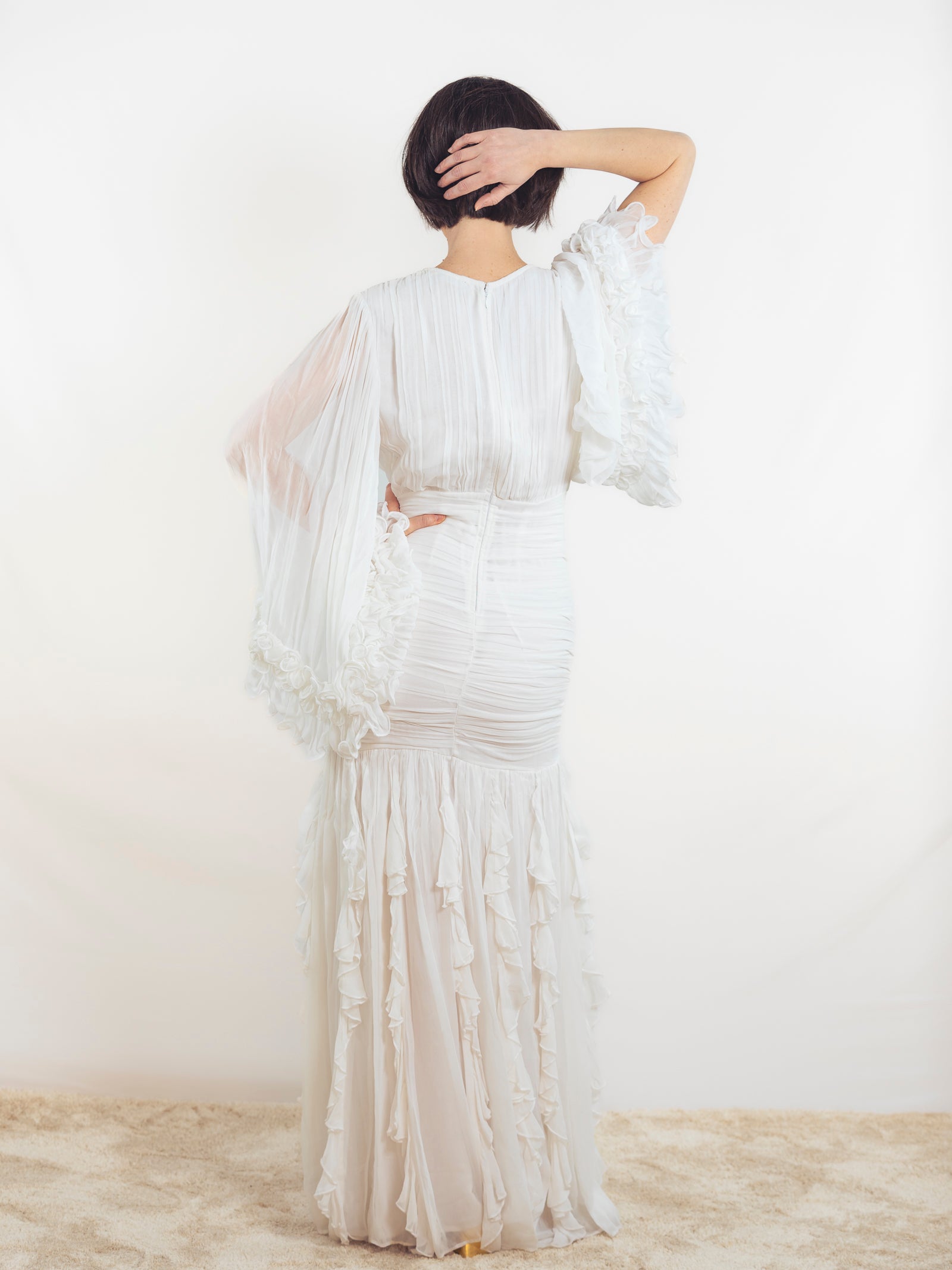 VESTIDO LARGO BLANCO DRAPEADO