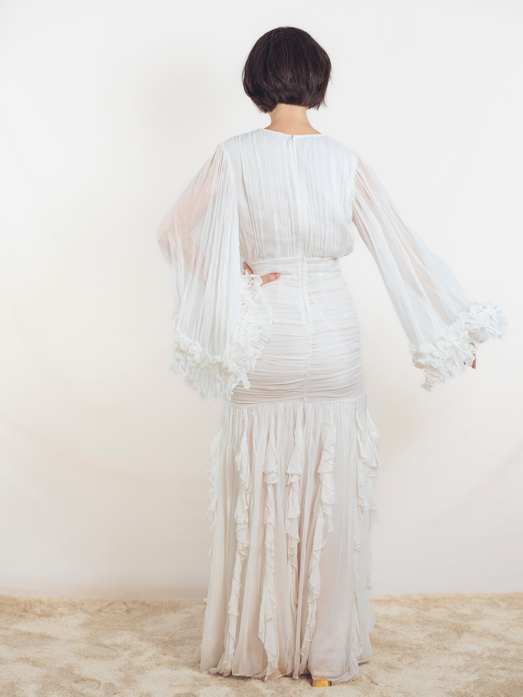 VESTIDO LARGO BLANCO DRAPEADO