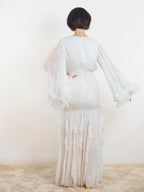 VESTIDO LARGO BLANCO DRAPEADO