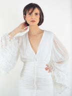VESTIDO LARGO BLANCO DRAPEADO