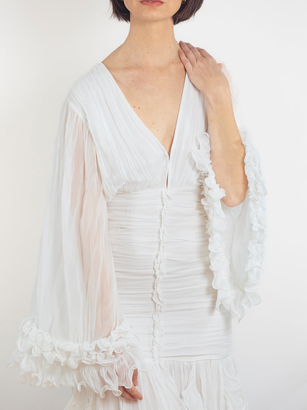 VESTIDO LARGO BLANCO DRAPEADO