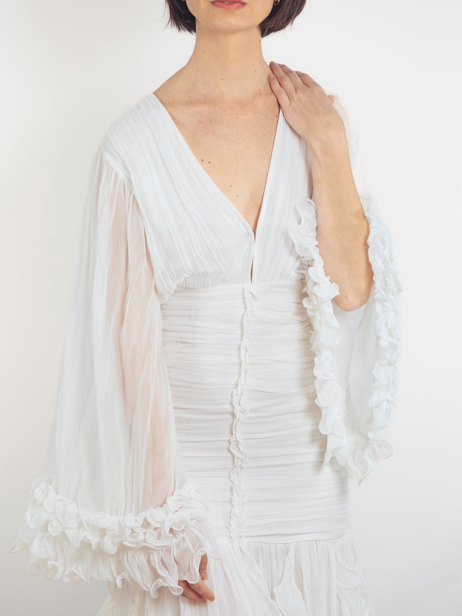 VESTIDO LARGO BLANCO DRAPEADO