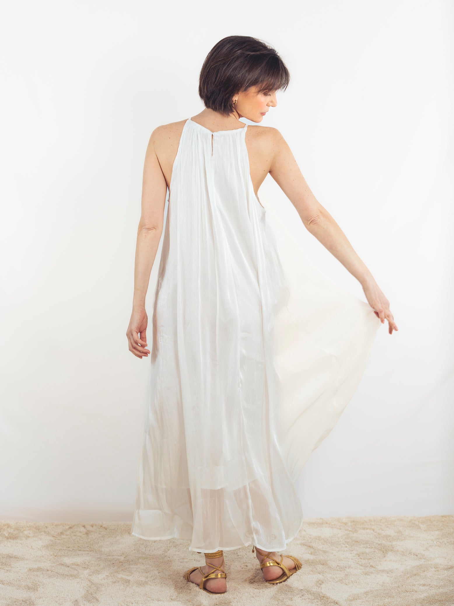 VESTIDO LARGO BLANCO PIEDRAS