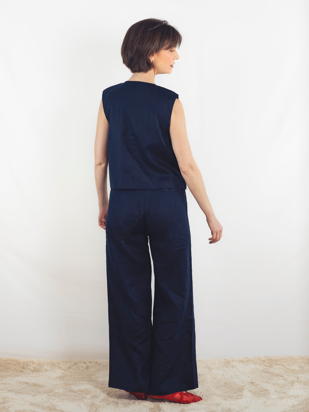 CHALECO LINO AZUL MARINO
