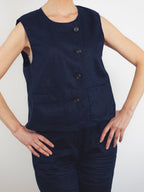 CHALECO LINO AZUL MARINO