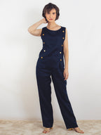 PANTALÓN LINO AZUL MARINO CORTE RECTO