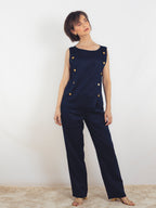 TOP LINO AZUL MARINO
