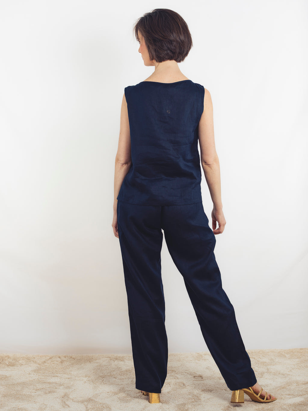 TOP LINO AZUL MARINO