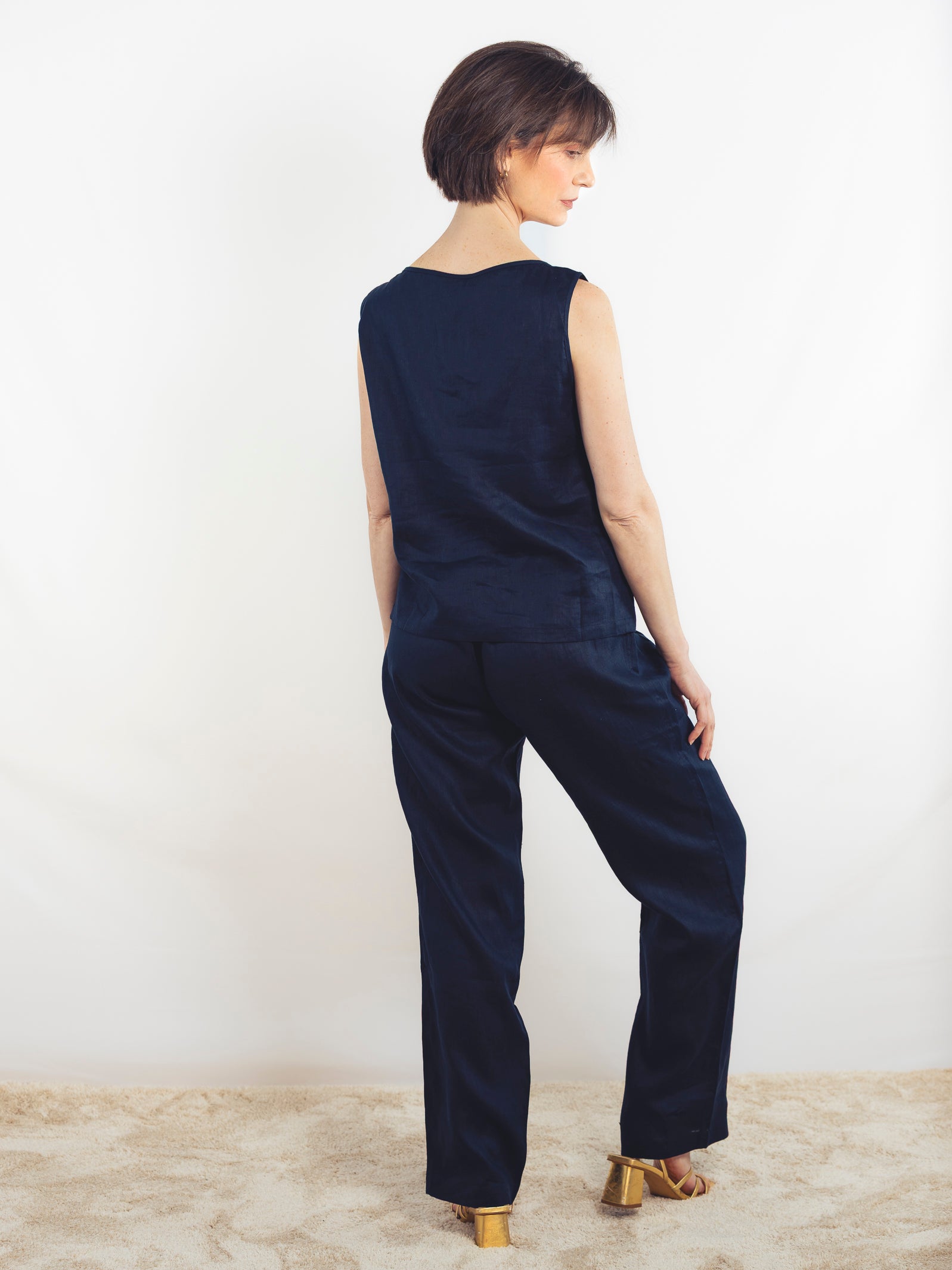 PANTALÓN LINO AZUL MARINO CORTE RECTO