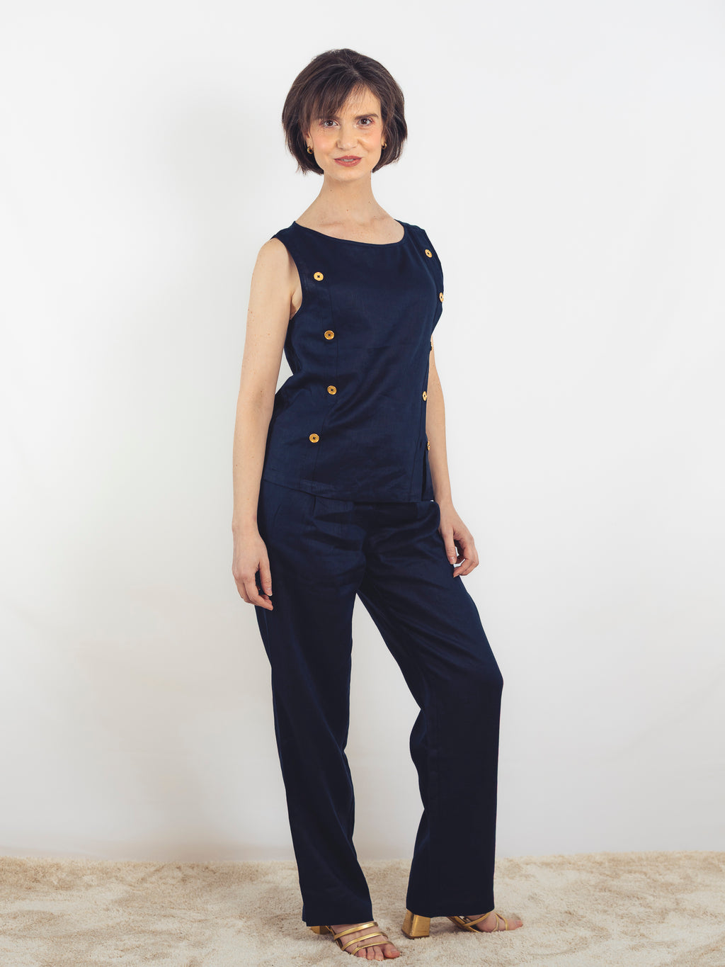 TOP LINO AZUL MARINO