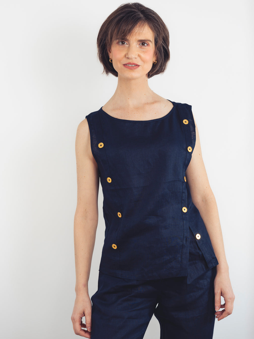 TOP LINO AZUL MARINO