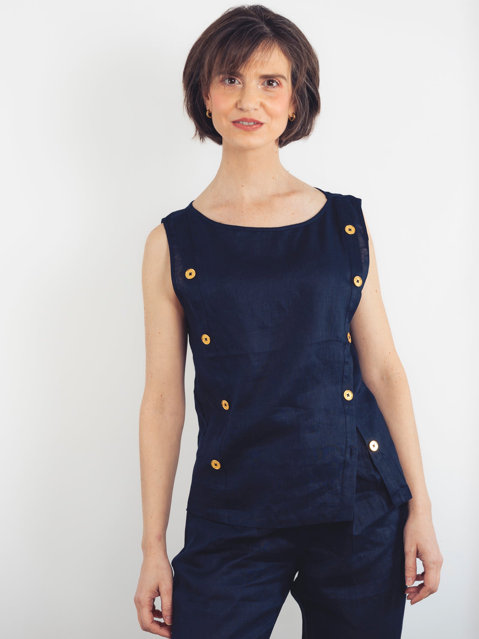 TOP LINO AZUL MARINO