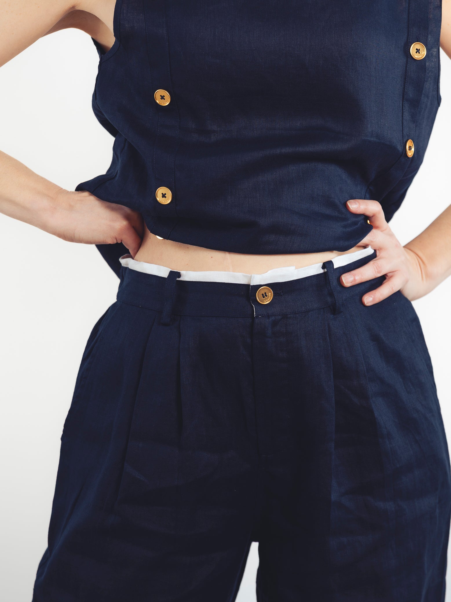 PANTALÓN LINO AZUL MARINO CORTE RECTO