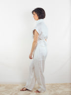 BLUSA LINO BLANCO FRUNCIDA