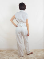 BLUSA LINO BLANCO FRUNCIDA