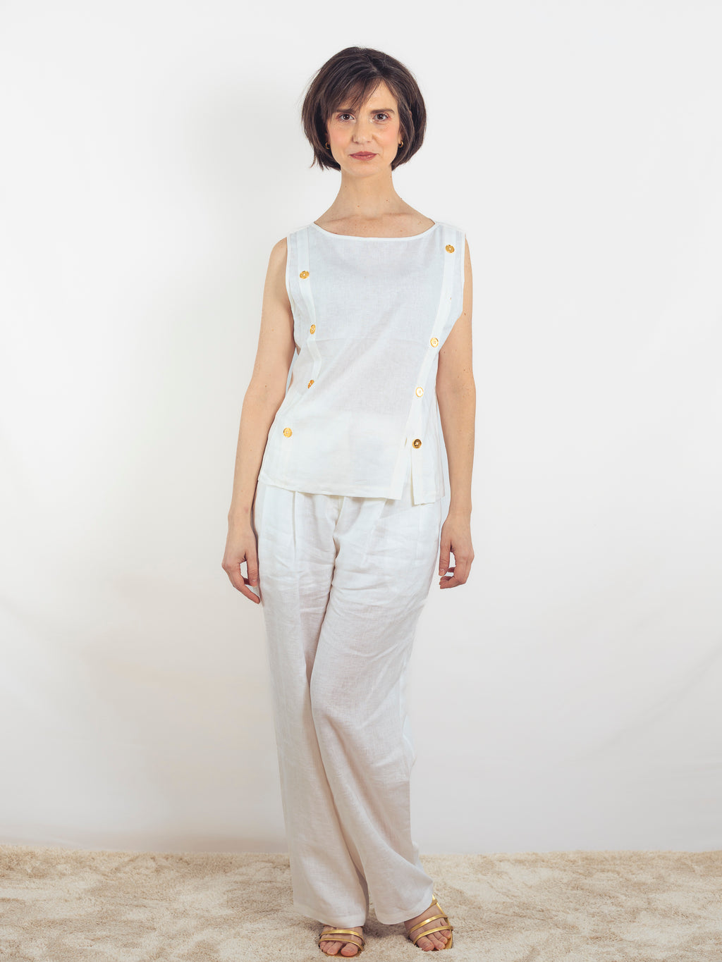 PANTALÓN LINO BLANCO PIERNA AMPLIA