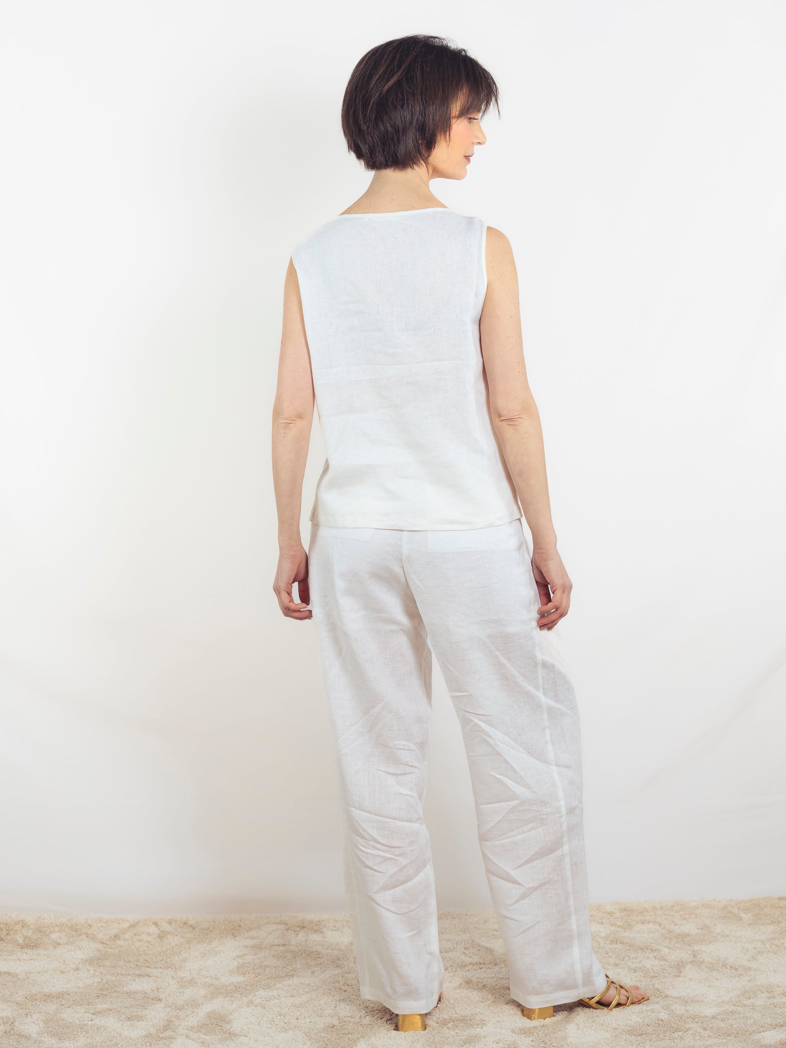 PANTALÓN LINO BLANCO PIERNA AMPLIA