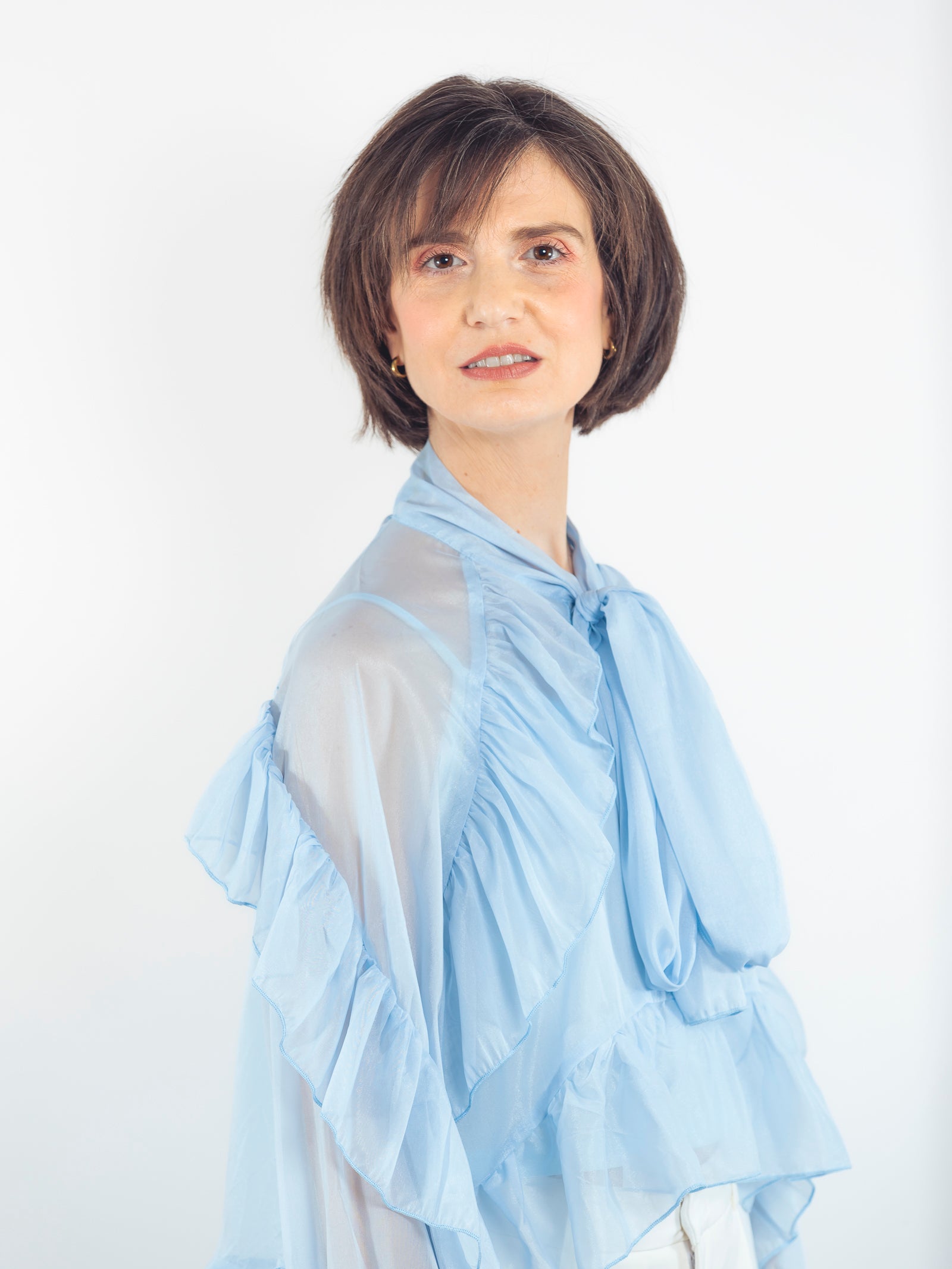BLUSA AZUL BEBÉ VOLANTES
