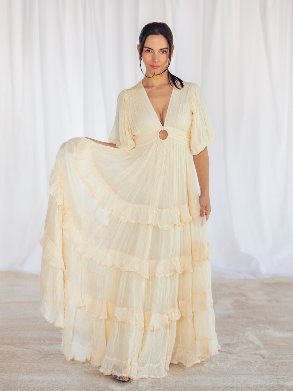 VESTIDO LARGO NUDE