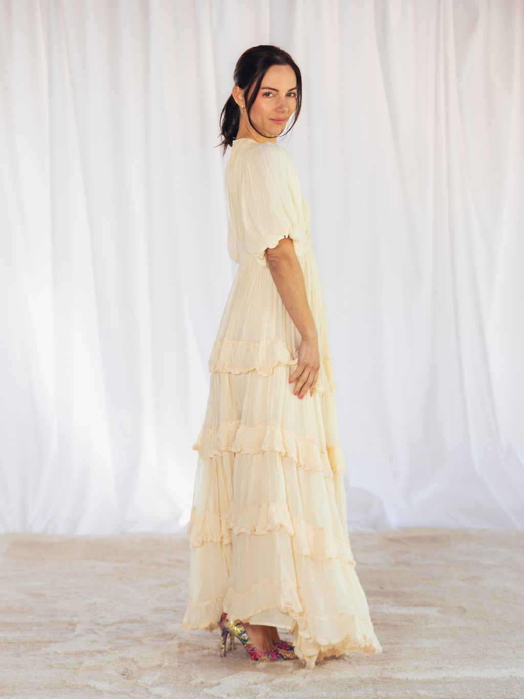 VESTIDO LARGO NUDE