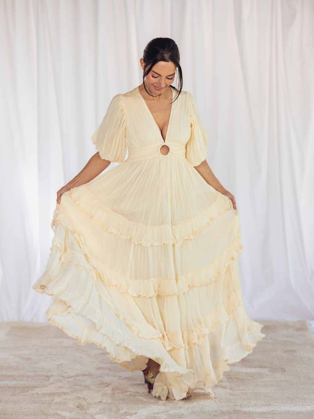 VESTIDO LARGO NUDE