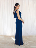 VESTIDO LARGO AZUL MARINO