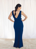 VESTIDO LARGO AZUL MARINO