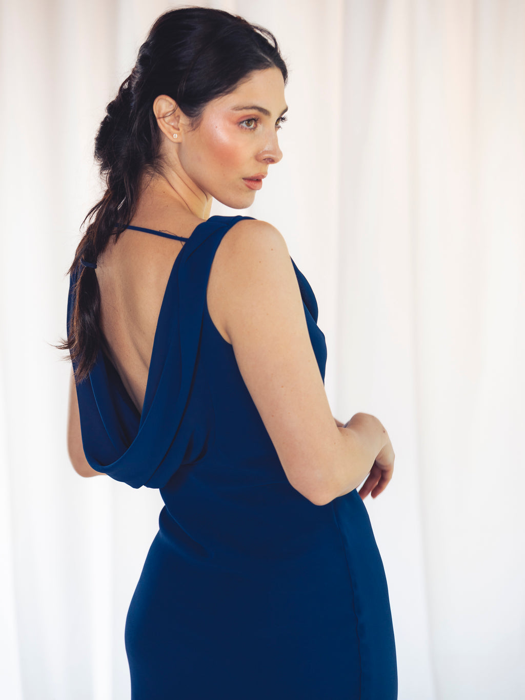 VESTIDO LARGO AZUL MARINO