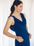 VESTIDO LARGO AZUL MARINO
