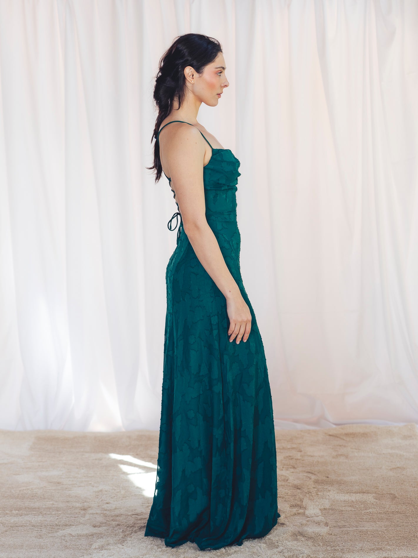 VESTIDO LARGO FLORES VERDE