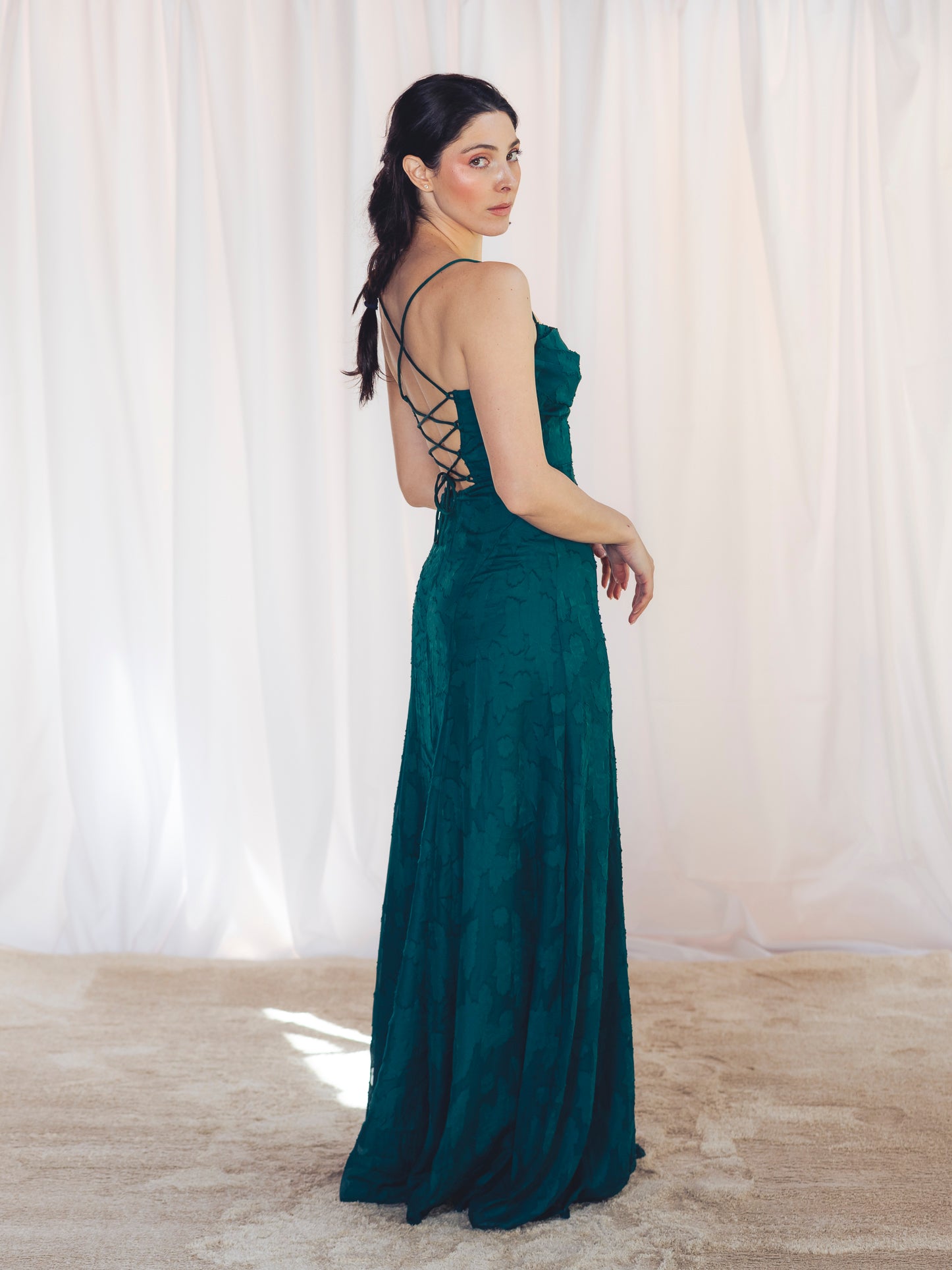 VESTIDO LARGO FLORES VERDE