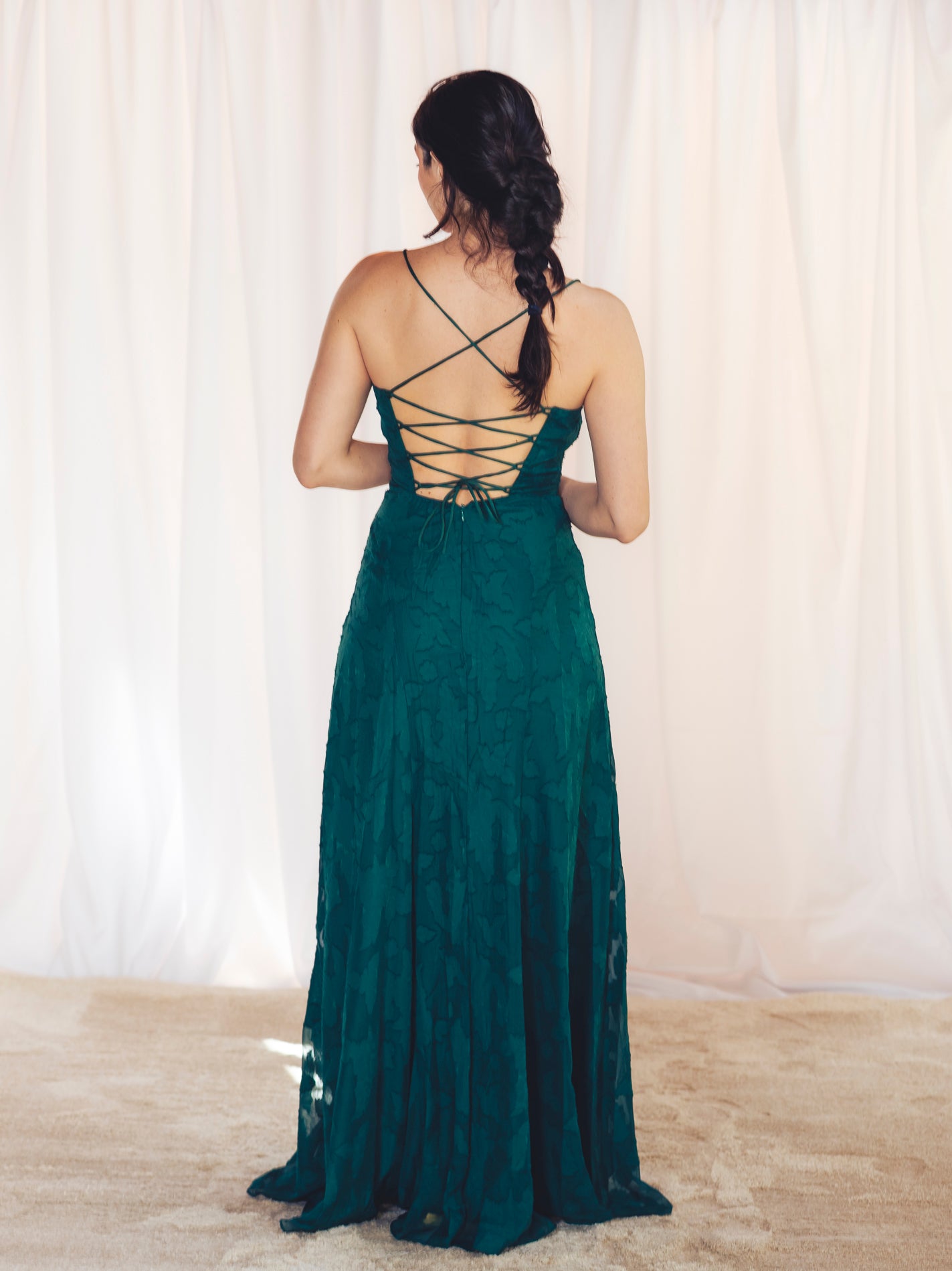 VESTIDO LARGO FLORES VERDE