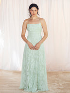 VESTIDO LARGO FLORES VERDE AGUA